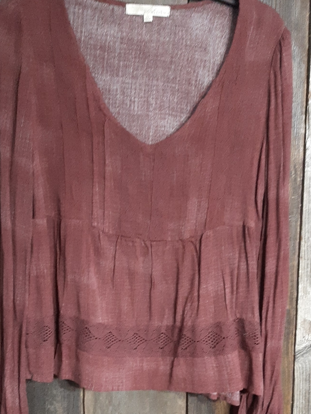 Nwot Rewind Burgundy V-Neck Long Sleeve Knit Top